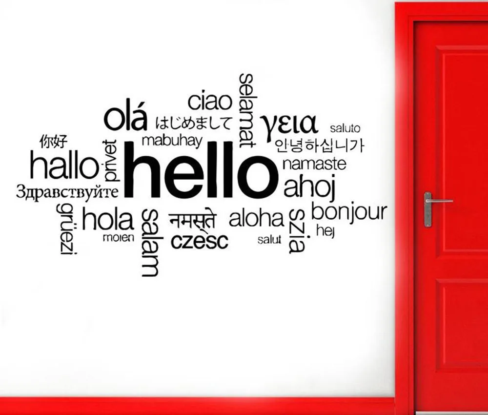 Hello разные языковые слова настенные художественные наклейки обычный шрифт