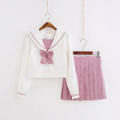 Костюм Моряка Jk Униформа розовая милая девушка Jpanese Kawaii изысканный Магнолия вышивка преппи костюм кардиган короткий длинный рукав