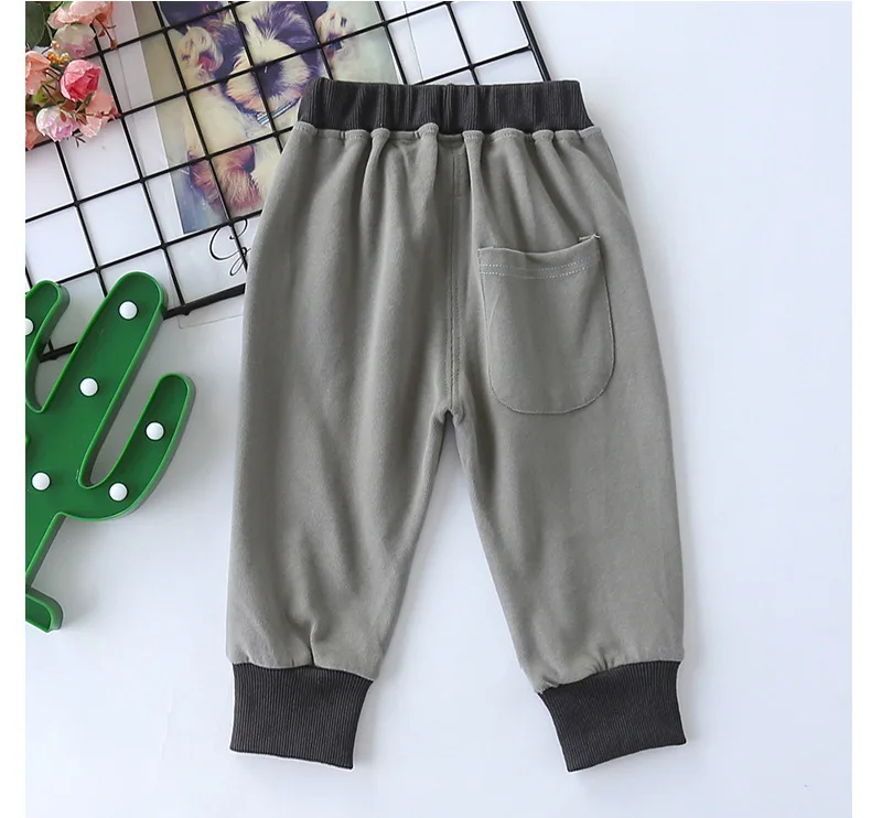 Autumn New Style Children Mixed Colors Cotton Looped Pile Elastic Waist Pants Can Open Files Children Can Open Files Outer
