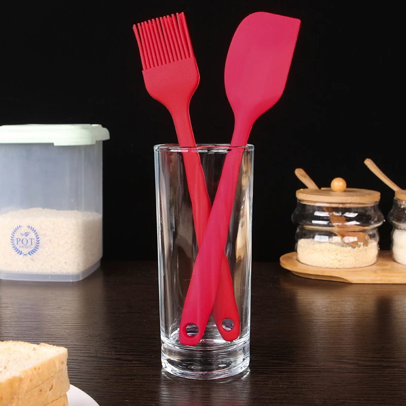 

045 Integrated silicone scraper household barbecue baking cake cream spatula mixing scraper kitchen high temperature baking tool