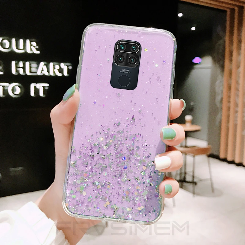 Redmi 9 9A 9C NFC Note 9S 9 Pro Max Silver Foil Bling Glitter Star Clear Case Cover For POCO X3 Redmi 8 8A Note 8T 8 Pro Note9