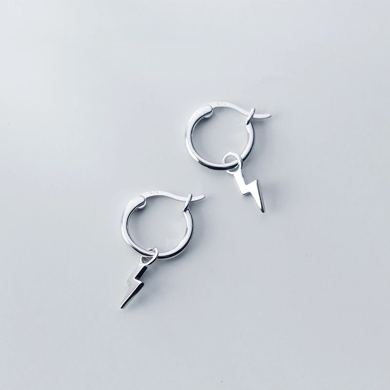 Стерлингового серебра 925 Простые Ювелирные серьги молния стильные серьги-гвоздики ювелирные изделия для женщин девушки вечерние подарок