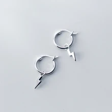 Стерлингового серебра 925 Простые Ювелирные серьги молния стильные серьги-гвоздики ювелирные изделия для женщин девушки вечерние подарок