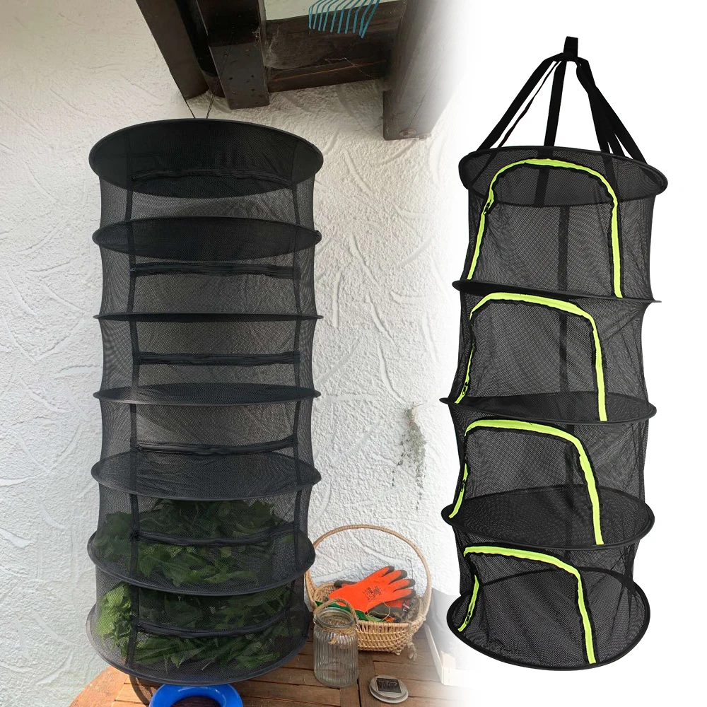 

4 Layers Herbs Drying Net Folding Dry Rack Dryer Bag Mesh For Plants Flowers Beans Hanging Basket Home Organizer