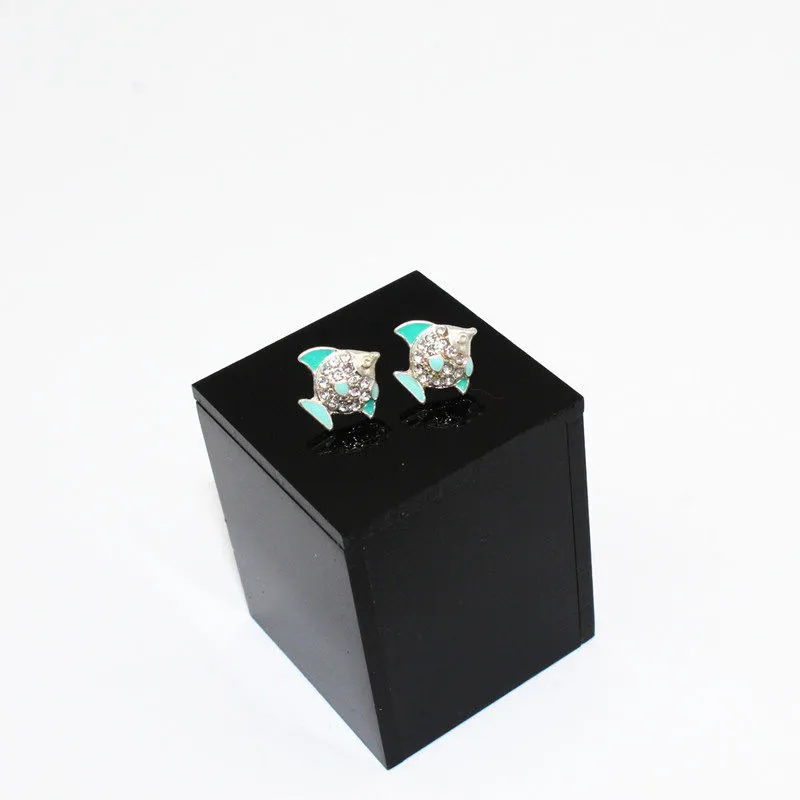 

New drop glazed crystal tropical fish cartoon simple student stud
