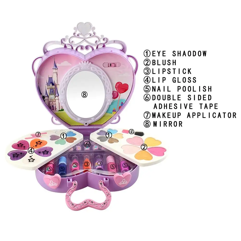 39pcs Cosmetic Kit Makeup Toy LED Light Non-Toxic Girl Practicing Make Up Gift Pretend Play Toys For Children