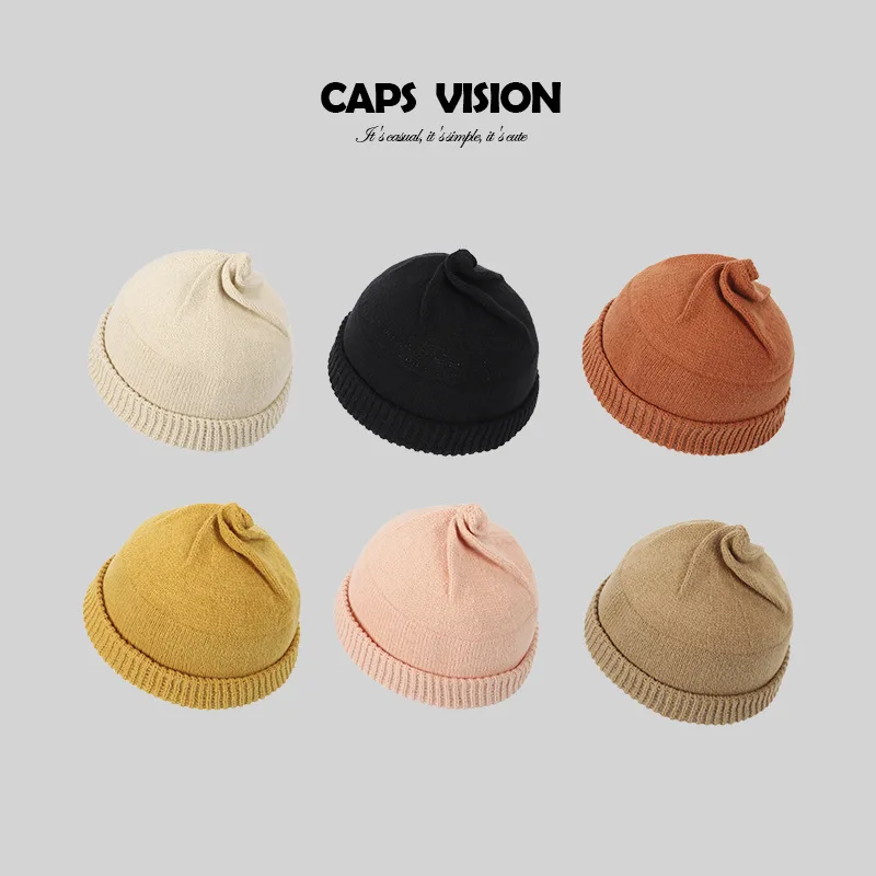 

New Unisex Beanie Hat Ribbed Knitted Cuffed Winter Hat Warm Short Beanie Casual Solid Color Skullcap Baggy For Adult Men Beanie