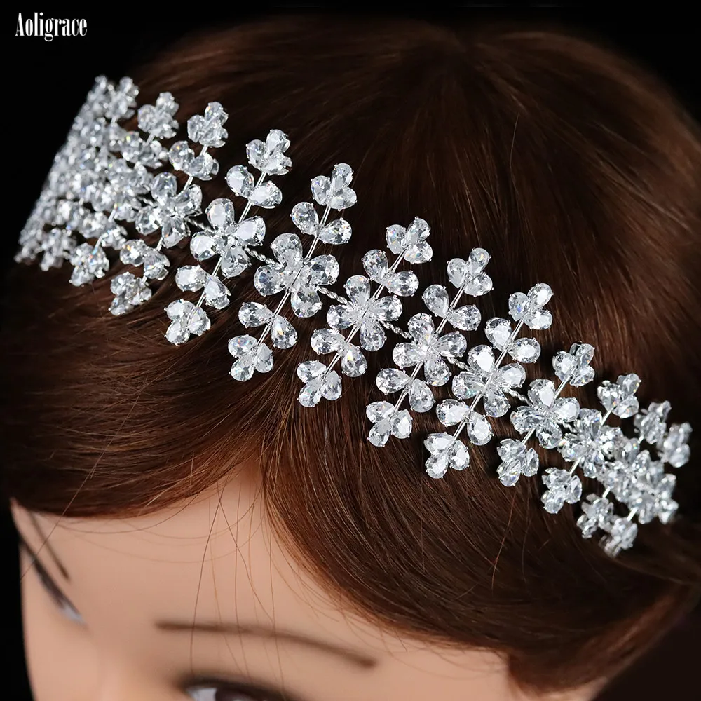 2022 Fashion Cubic Zirconia Soft Headband CZ Wedding Hairband for Women Diadem Bride Princess Headpiece Crowns Hair Accessories