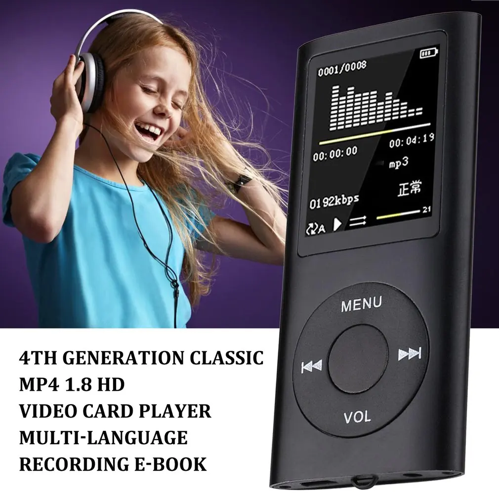 Mp4 1.8 Video Card Mp4 Mp3 Walkman Player Support Multi-Language Recording E-Book Portable Walkman Player