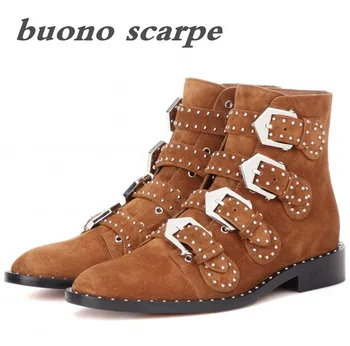 

Personalized rivet tide boots black full leather with 40-43 large size boots