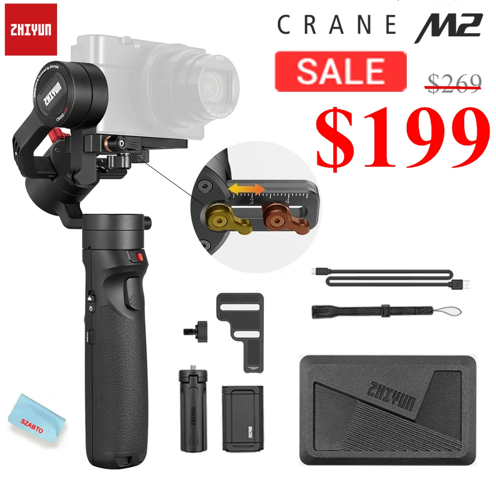  Zhiyun Crane-M2 3-Axis Handheld Gimbal Stabilizerfor Mirrorless Cameras Smart Phone Action CamQuick
