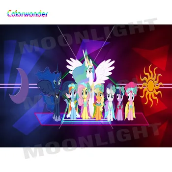 

Little Pony Backdrop the Moon and the Sun Baby Shower Children Birthday Party Photographic Background for Photo Studio Vinyl