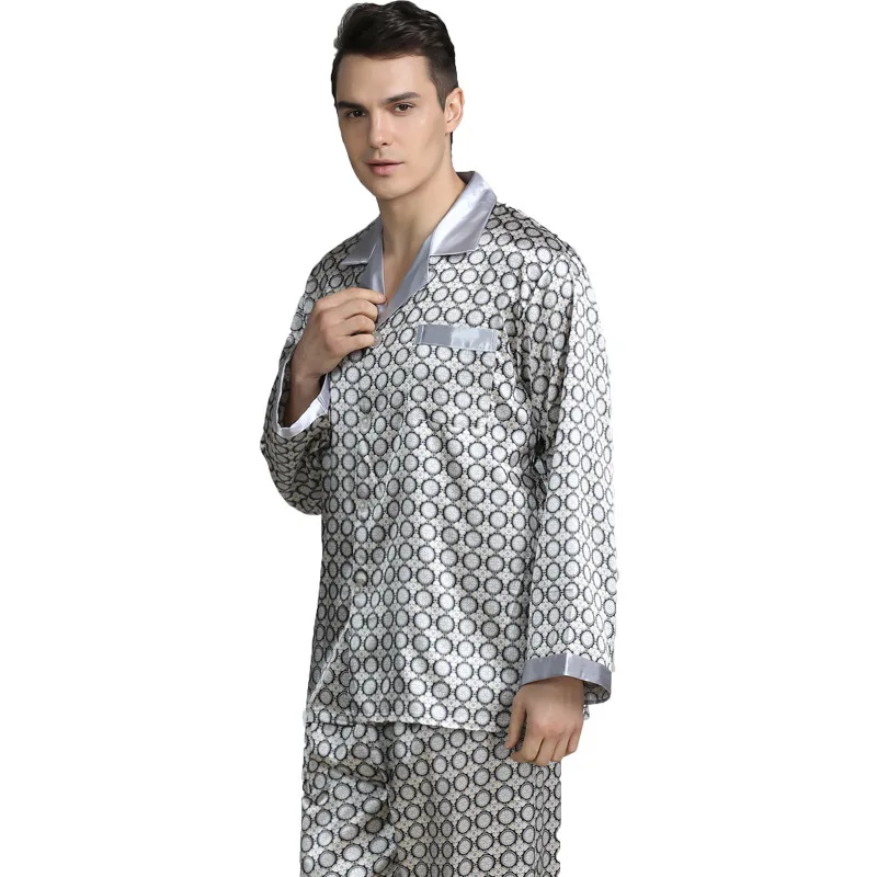 Tanio Zestaw piżamowy satynowa bielizna nocna ze sztucznego jedwabiu mężczyźni sklep