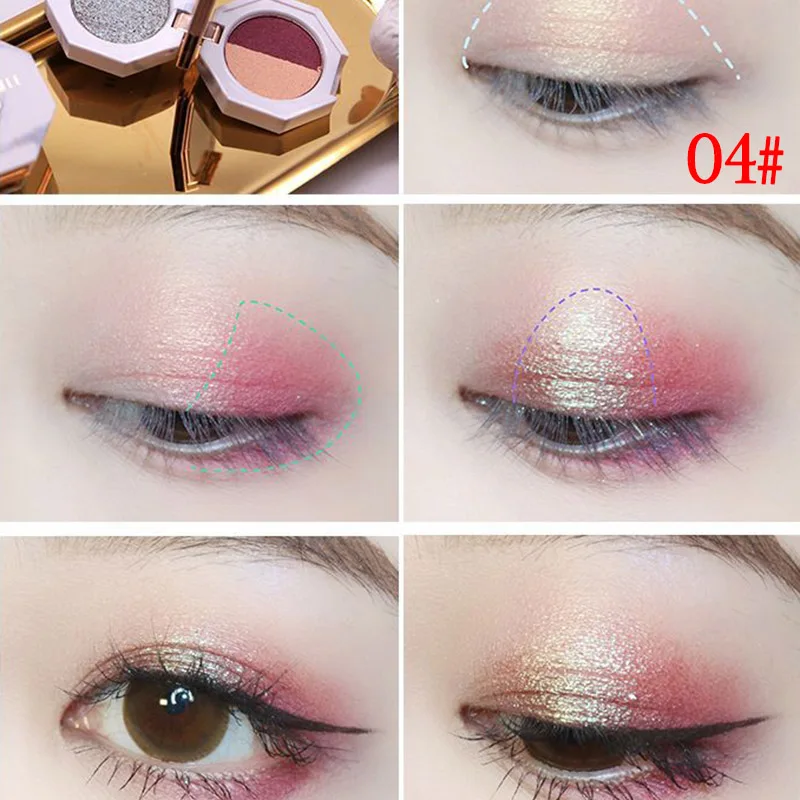 Double Layer Eyeshadow Palette Foldable Marble Effect Pearly Lustre Eye Shadow Case CJ666 - Цвет: 04