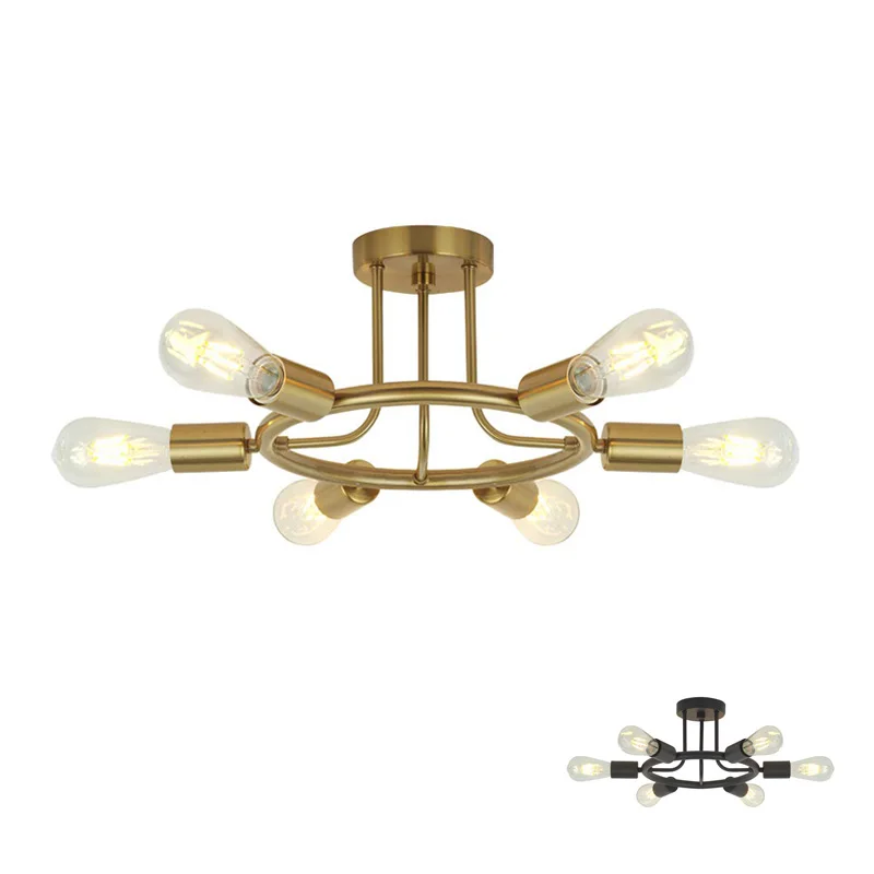 

For low ceiling modern LED ceiling light rudder circular black golden 6 headed ceiling lamp for dinning living bed room kitchen