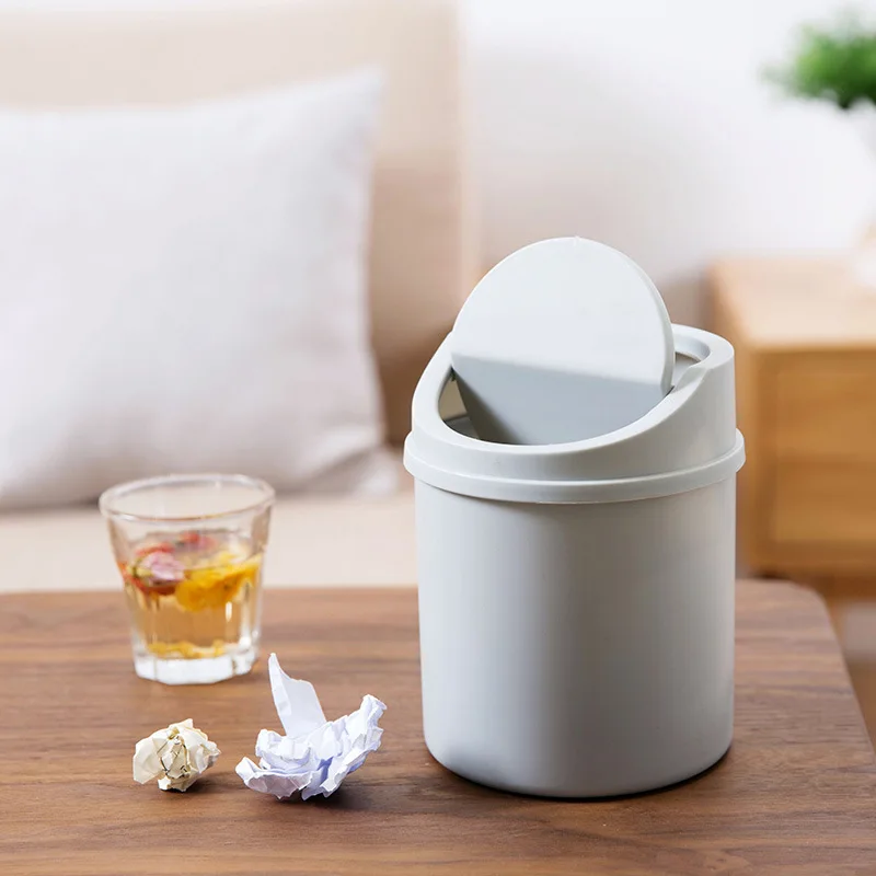Mini Trash Can Desktop Bin Garbage Basket Desk Plastic Office Supplies Dustbin Sundries Barrel Box