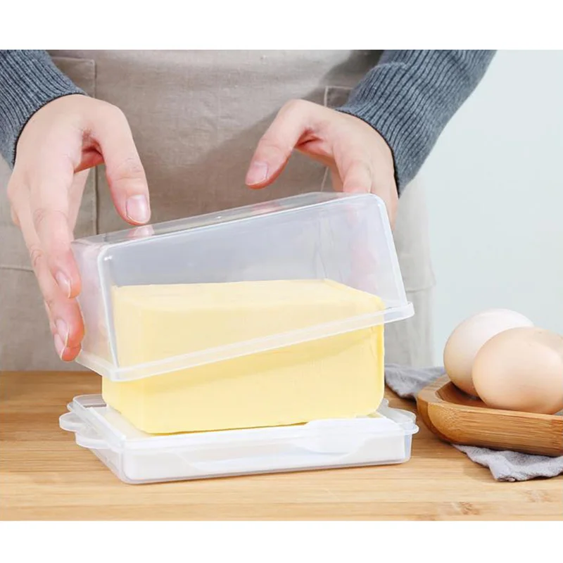Пластиковая коробка для хранения масла контейнер прозрачный сырный сервер Хранитель лоток с ножом и перегородкой Япония масло блюдо коробка