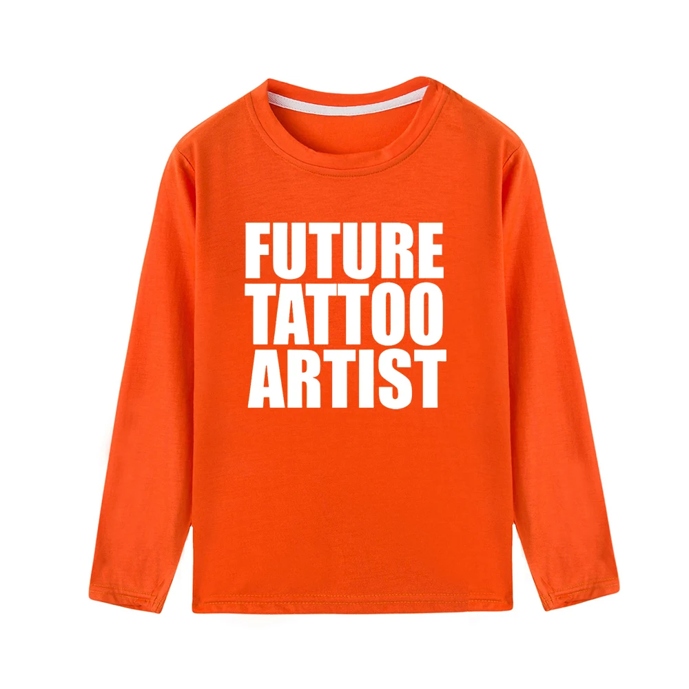 Осенняя детская мягкая футболка унисекс; молодежная одежда с длинными рукавами; детская футболка с надписью «Future Tattoo Artist»; крутой костюм