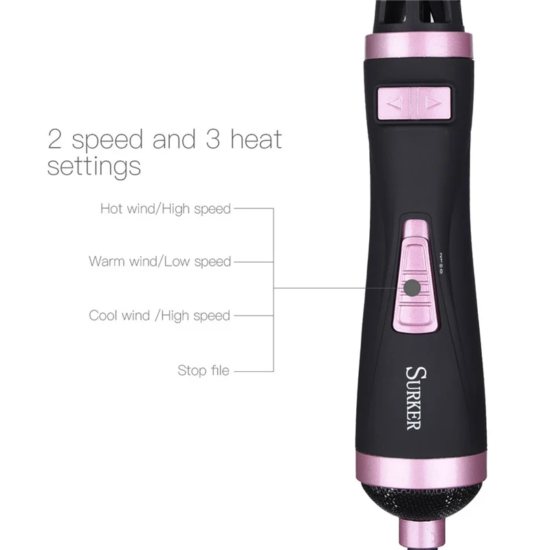 2 in 1 Professional 220V Auto Rotary 1000W Hair Blow Dryer Hair Curler Comb Hot Air Brush Straightener Styling Tools