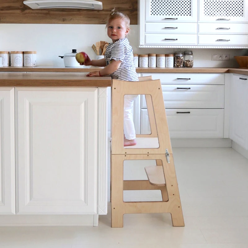 Taburete de cocina plegable natural, torre súper plegable, taburete  auxiliar de altura ajustable, taburete de seguridad para niños pequeños,  taburete de aprendizaje -  México