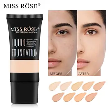 

MISS ROSE 9 Colors Face Foundation Cream Waterproof Make Up Base Liquid Foundation Concealer Makeup Cosmetics TSLM1