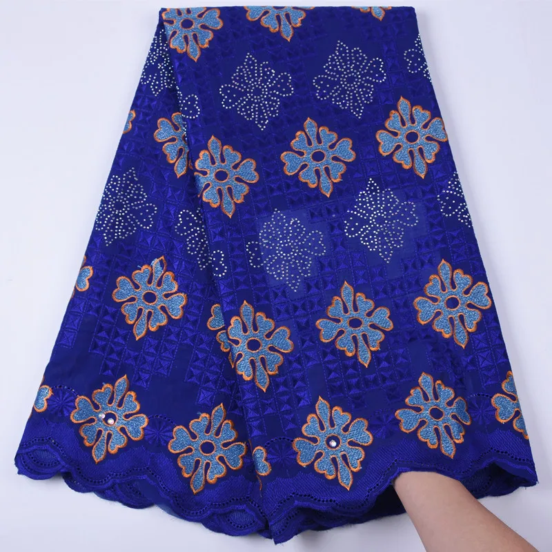New Arrival Swiss Cotton Lace Fabrics R Blue Voile In Switzerland With Stones Soft For Daily Dress F1709 | Дом и сад