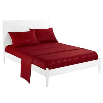 

40Solid Strip Bed Sheet 4 pcs Sheet Set Elastic Band Solid Bedding Sets Adult with Pillowcase Twin Full Queen King Size 80043