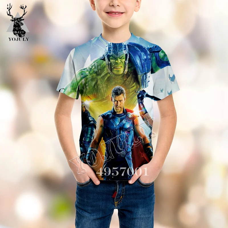 YOJULY/футболка с 3D принтом «мстители», супергерой Халк, «мстители» летняя детская модная Толстовка Детский топ с короткими рукавами для мальчиков, Y193 - Цвет: 8