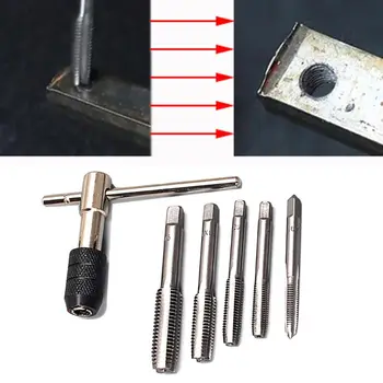 

Adjustable T-Handle Ratchet Tap Holder Wrench Tapping Threading Tool Set M3-M8
