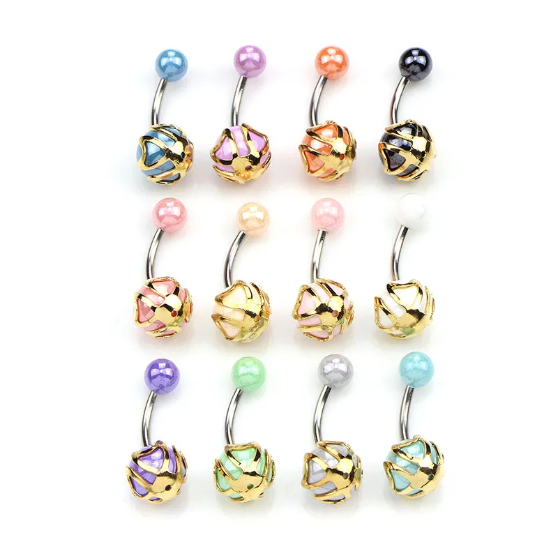 12pcs Curved Eyebrow Piercing Nose Nipple Labret Lip Surgical Steel Head Banana Spiral Bar Ring Belly Button Body Womens Jewelry