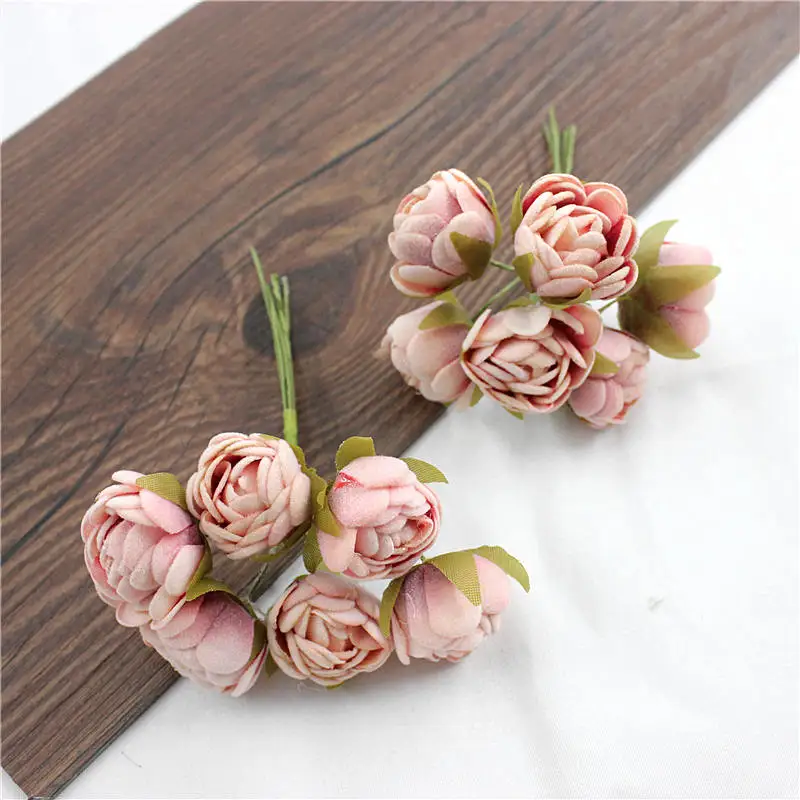 6 шт. новая модель ручной diy маленькая Роза Бутон мини искусственный цветок из упаковочного материала свадебные декорации цветок принцесса Роза Бутон - Цвет: cameo brown