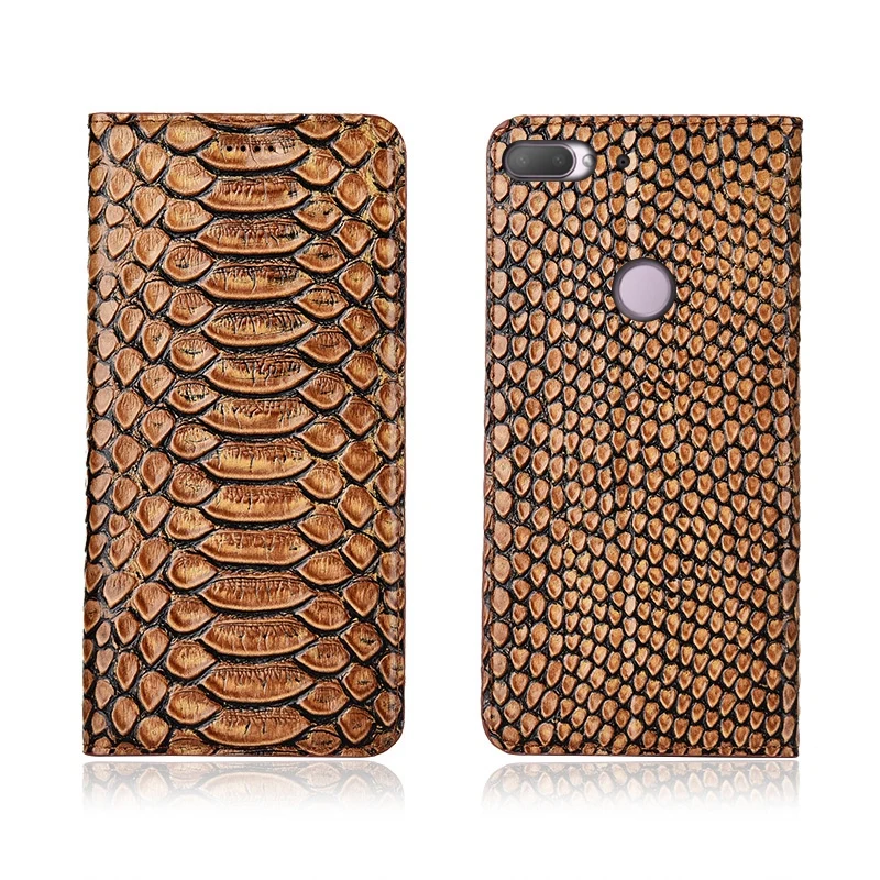

Python pattern natural genuine leather flip cover card slot holder for HTC Desire 12 Plus/HTC Desire 10 Pro phone case funda