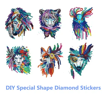 

5D Diamond Painting Special Shape Stickers Kits for Kids DIY Art Animals Diamond Art Mosaic Stickers by Number Kits for Children