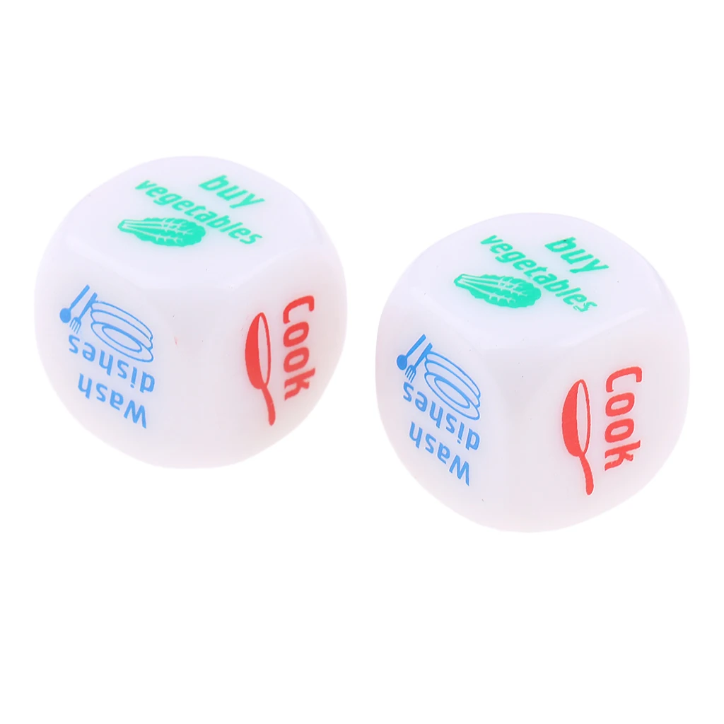 2Pc Six Sided Acrylic D6 Dice Dies for Family Housework Distribution Decider