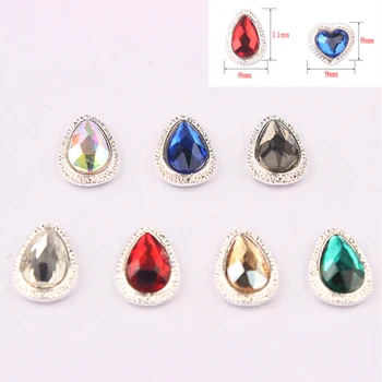

10 PCS/pack Nail Art Decorations 3D Type Silver Alloy Rhinestone Water Drop/Love Nail Rhinestone For Manicure Decor
