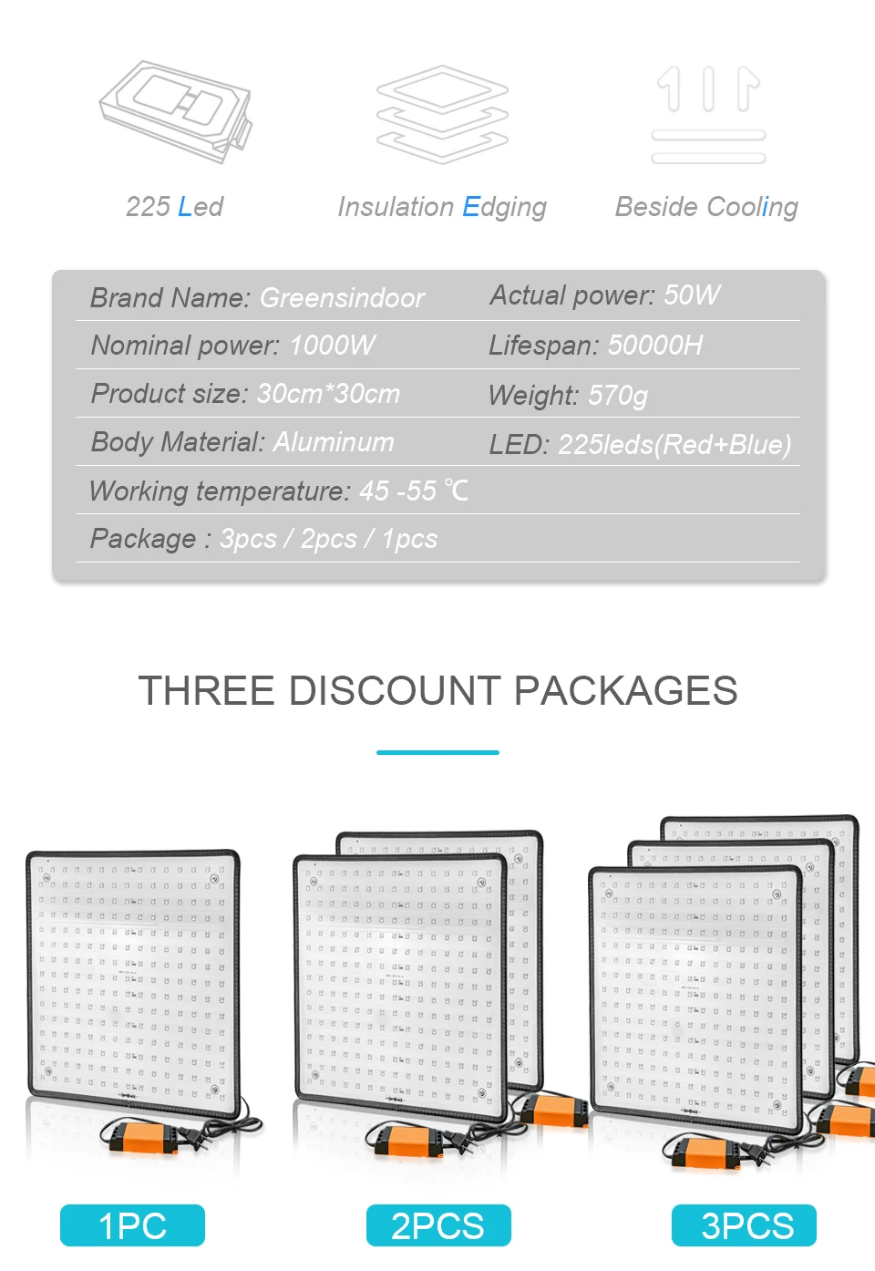 3pcs Growth Lamp For Plant 1000W Led Grow Light Full Spectrum Phyto Lamp For Indoor Herbs Greenhouse Grow Tent Garden Grow Light (2)