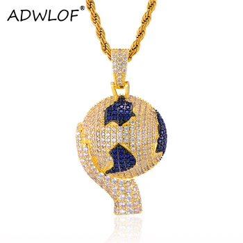 

HIP Hop Gold Color Bling Full AAA+ Cubic Zirconia Iced World in Your Hands Pendants & Necklaces for Men Jewelry