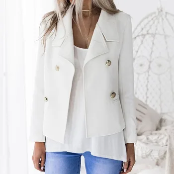 

High Quality Women Blazers Black Suit Jacket Ladies Blazers Double Breasted Blazer Long Sleeve Slim Short Jacket New