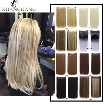 

XUANGUANG 24 Inches Hair Extension High Temperature Chemical Fiber 5 Hair Clips Fixed To The Hair Soft And Silky Hair Extension
