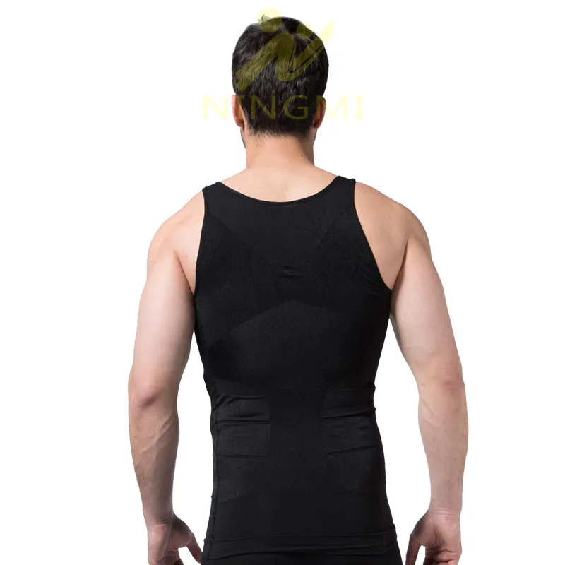 NINGMI Slimming Body Shaper Tummy Trimmer Hide Men Boobs Shapewear Underwear Corset Waist Trainer Muscle Chest Compression Shirt