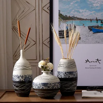 

Modern Contracted Coarse Pottery Pot Living Room Decoration Home Ceramic Desktop Vintage Vase Dried Flower Bottles