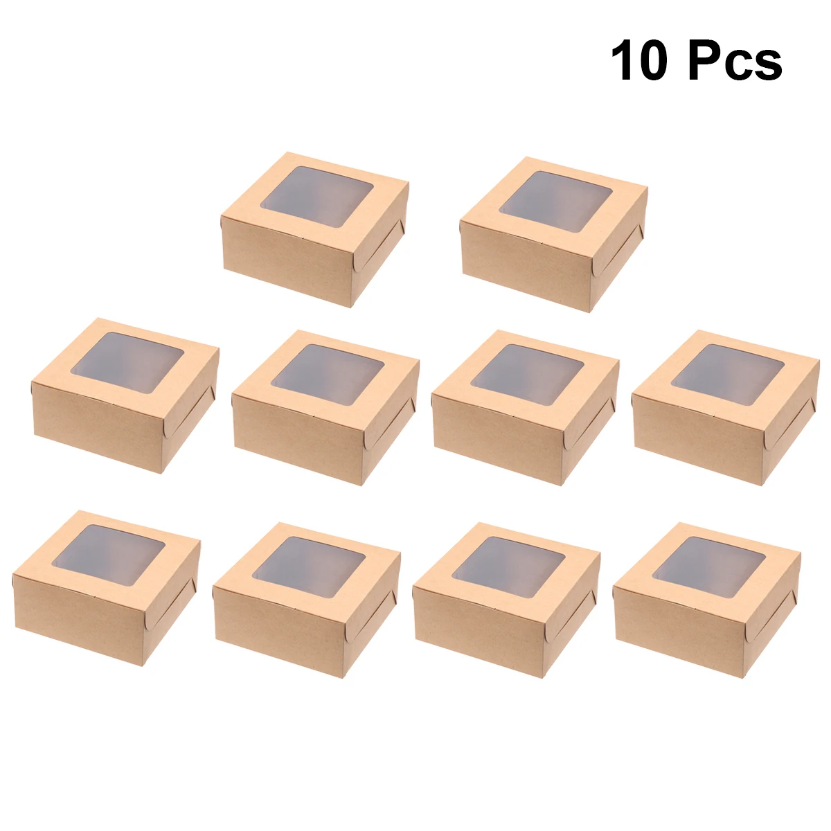 

10pcs Kraft Paper Gift Box With Window Dessert Chocolate Box Packing Candy Box Wedding Gift Boxes For Cookies Muffin Puff Party