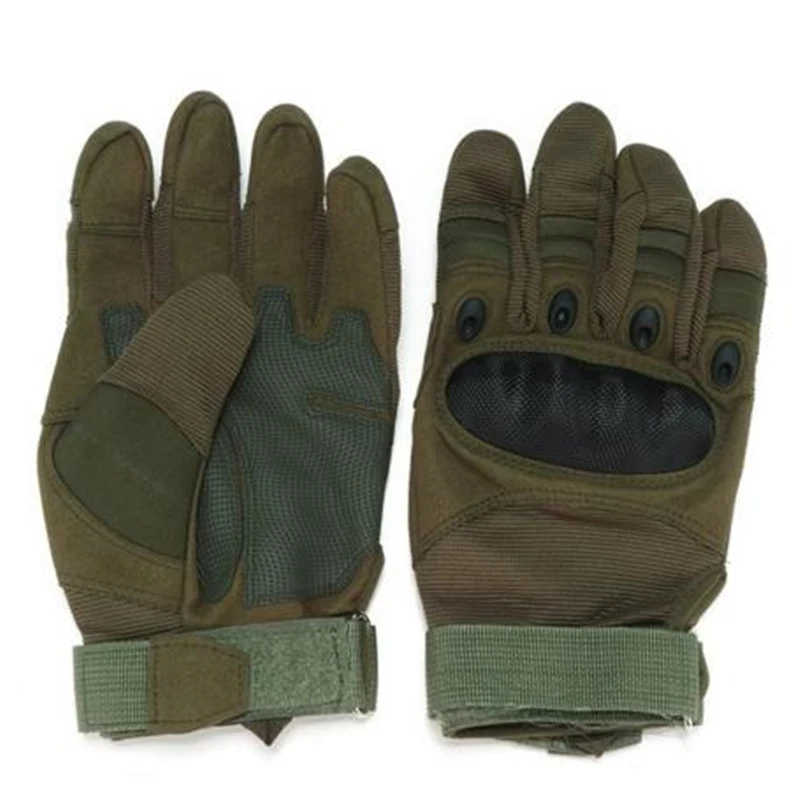 army green One Pair Motorcycle Gloves Full Finger Outdoor Sport Racing Motorbike Motocross Protective Breathable Glove - Цвет: army green