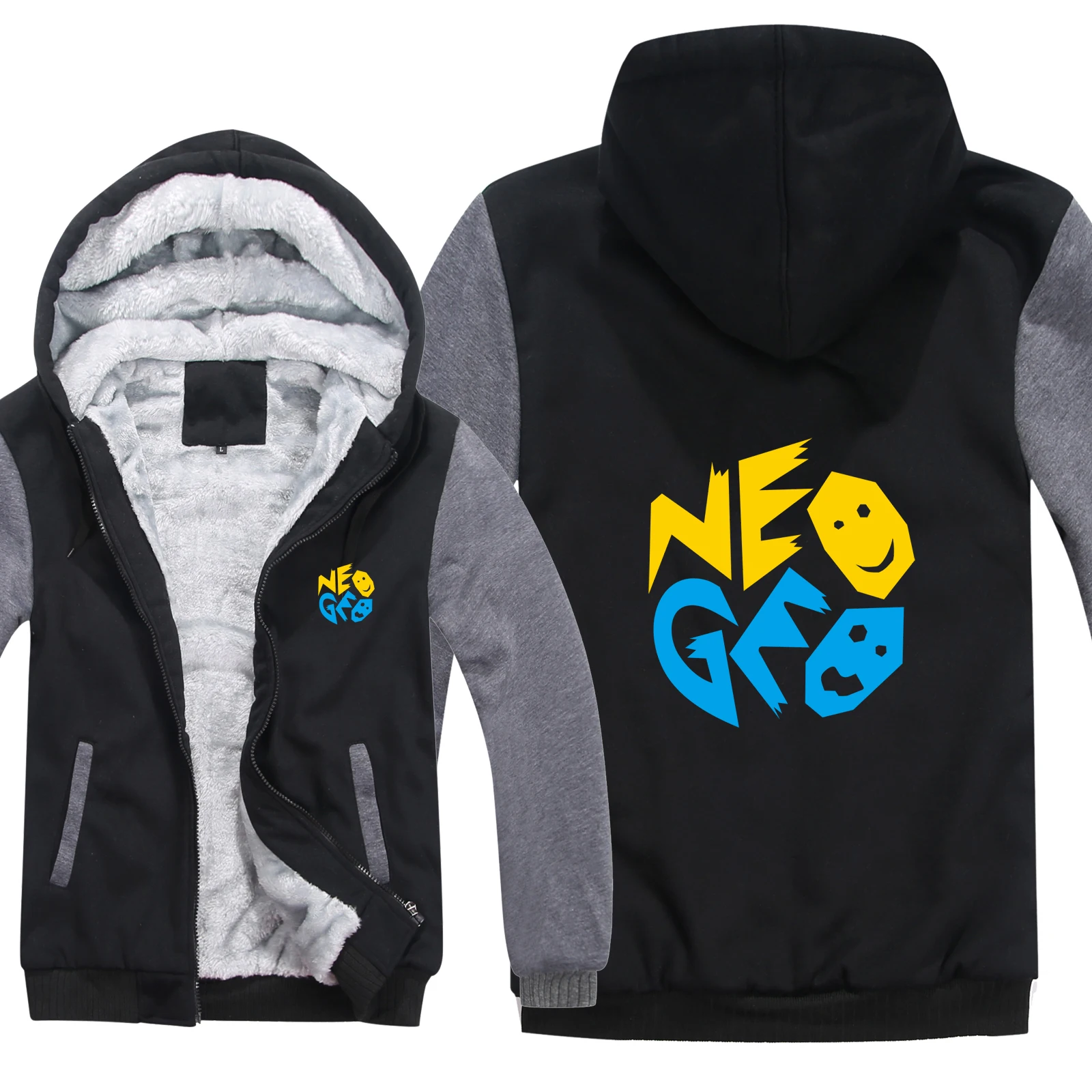 Зимние толстовки Neo Geo MVS, теплые мужские модные шерстяные куртки с подкладкой Neo Geo MVS, толстовки, мужские пальто
