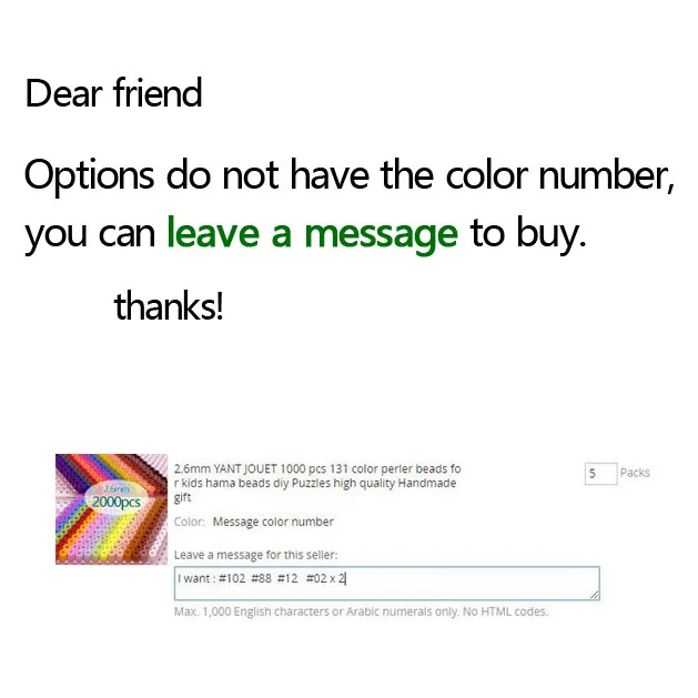 2.6mm/2000pcs/bag Hama Beads PUPUKOU Perler DIY Kids Iron Beads Fuse Handmade Gift Children Toy Message selection