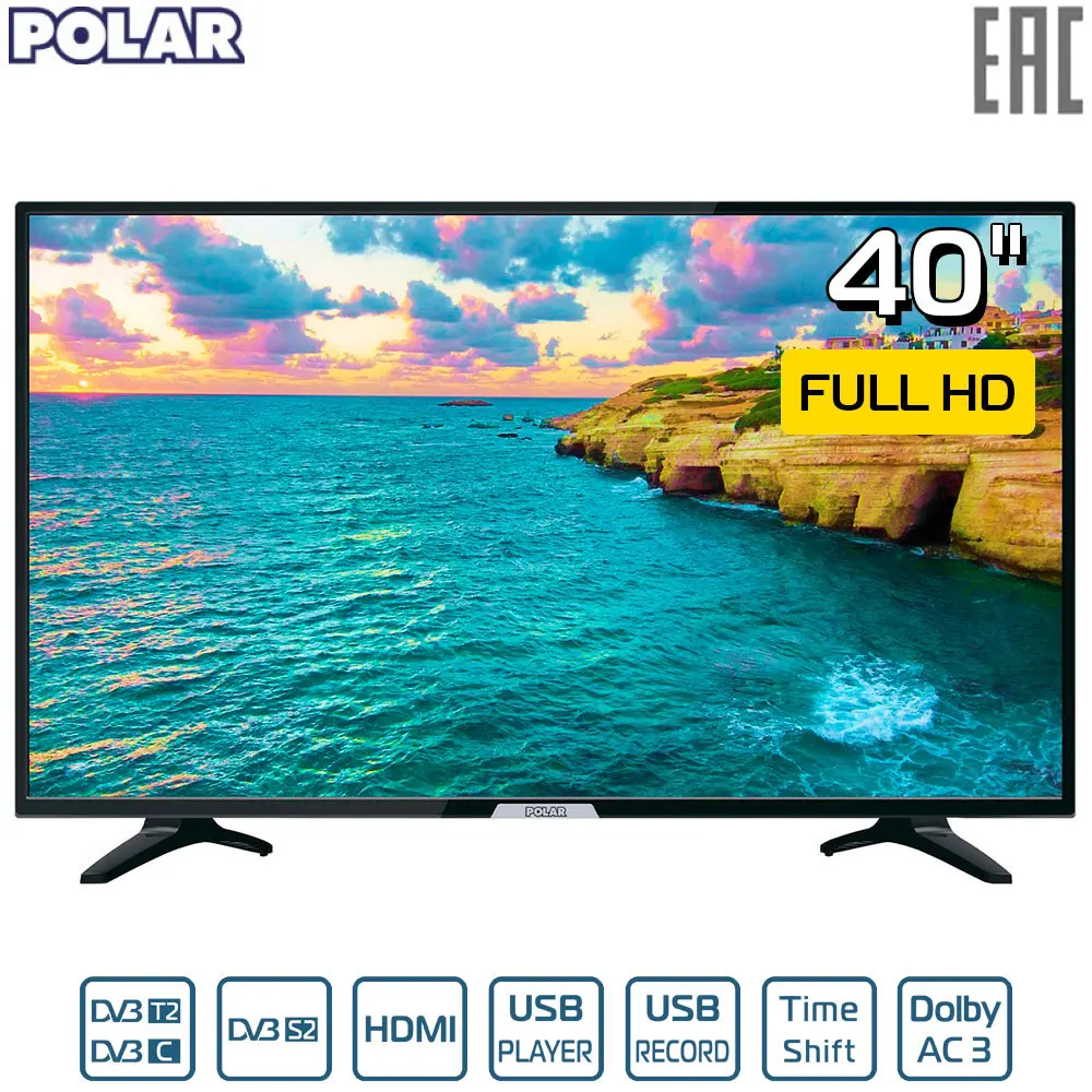 Телевизор 40" LED POLAR P40L31T2SC FullHD