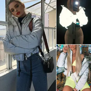 

Women Reflective Coat Winter Thicken Warm Parka Jackets Streetwear Outwear New