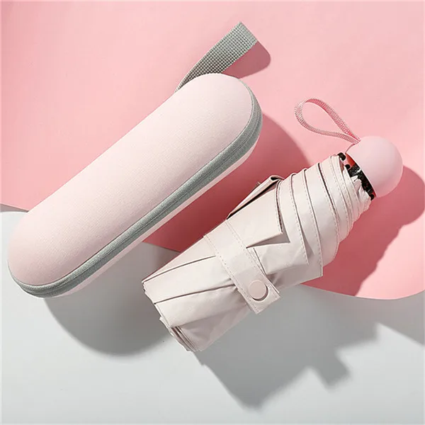 light pink Горячая мини Капсула девушка зонтик дождь женщин сильный УФ предотвратить солнце samall женский зонт - Цвет: light pink