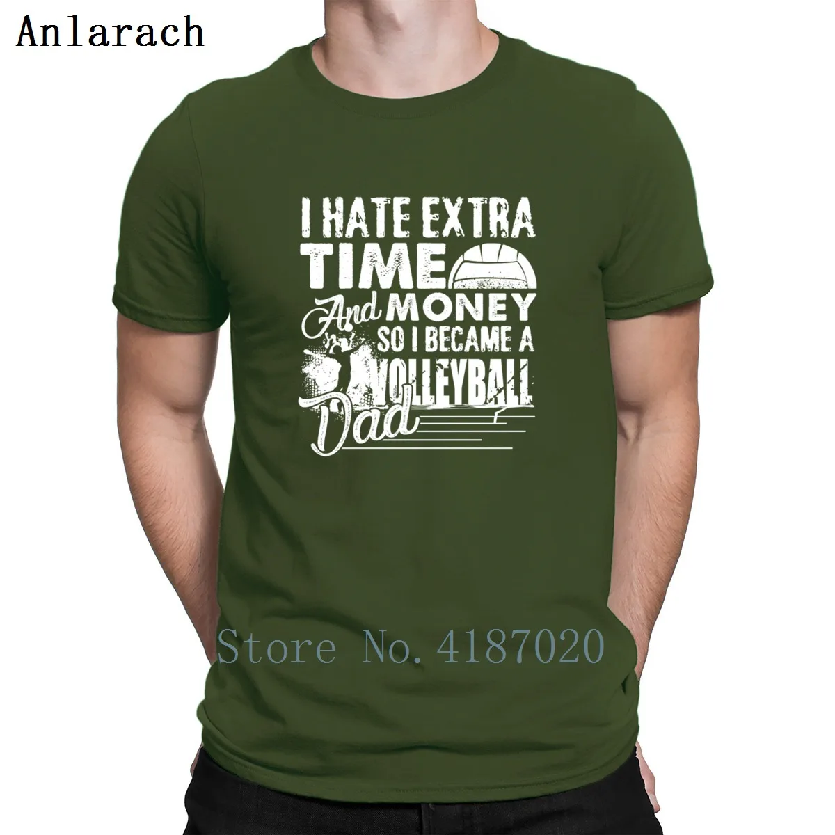 Volleyballs Dad Tshirt Hilarious Print Hip Hop Letters Tshirt For Men Plus Size 3xl Clothes Summer Basic - Цвет: Army Green
