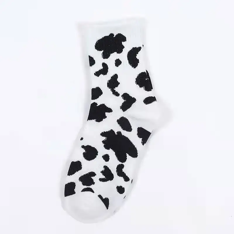 Striped Socks Funny Cow Print White Cartoon Calcetines Cozy Harajuku Skarpetki Damskie Cute Animal Chaussettes Kawaii Happy Sock running socks women